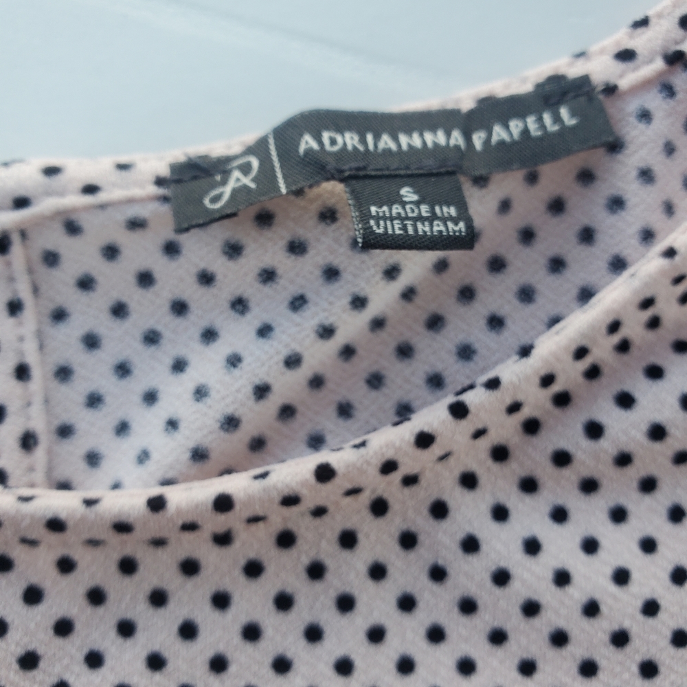 Adrianna Papell Pink Polka Dot Puff Sleeve Blouse Women's Size Small EUC - Picture 6 of 6